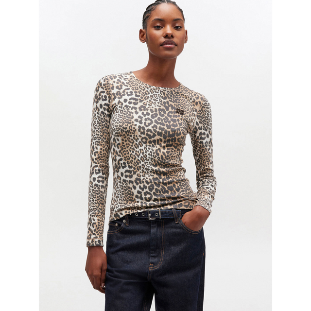 Ganni Soft Cotton Rib Leo Long Sleeve