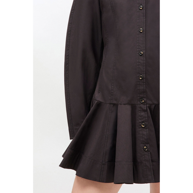 Ganni Stretch Cotton Buttoned Mini Dress