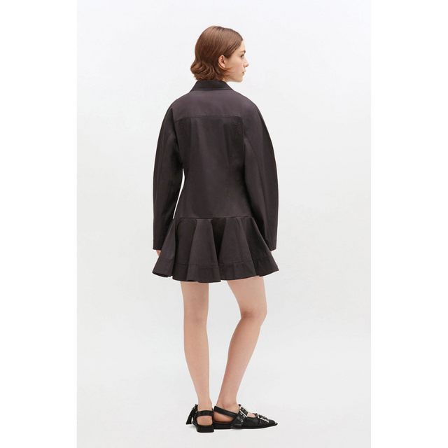 Ganni Stretch Cotton Buttoned Mini Dress