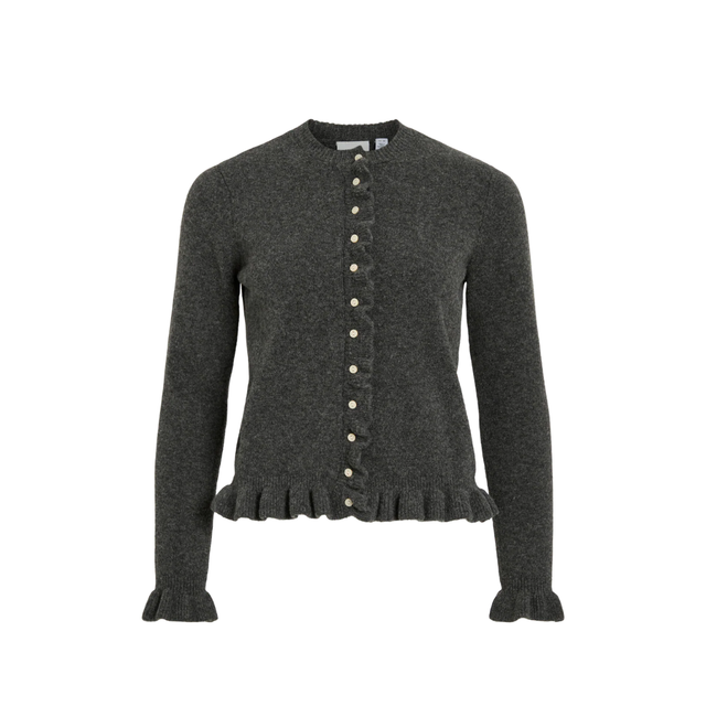 VILA-Vijacia Rundhals-Langarmpullover mit Rüschen