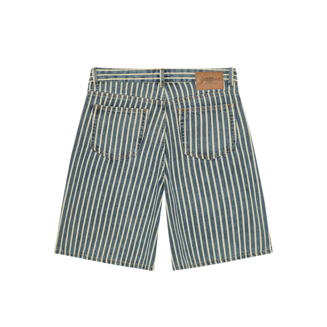 Ganni Light Stripe Denim Shorts