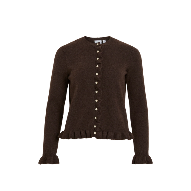 VILA-Vijacia Rundhals-Langarmpullover mit Rüschen