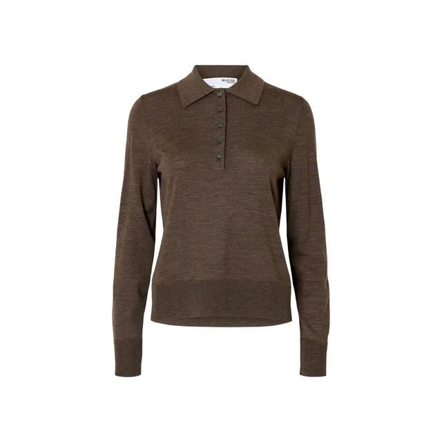 Selected Thea LS Knit Merino Collar Neck Noos