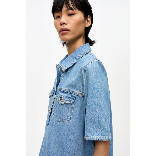 Ganni Broderie Anglaise Denim Mini Dress