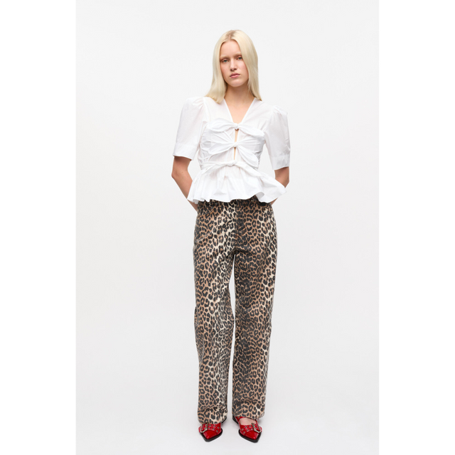 Ganni Cotton Tie Strap Blouse