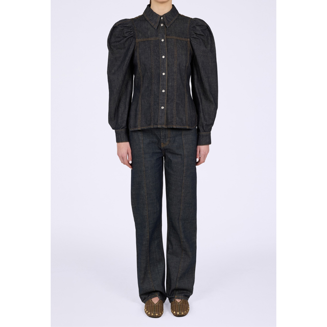 Ganni Slub Denim Fold Jeans