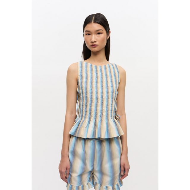 Ganni Ombre Stripe Smock Tie String