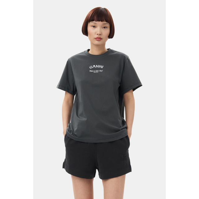 Ganni – Lässiges Basic-T-Shirt aus Jersey