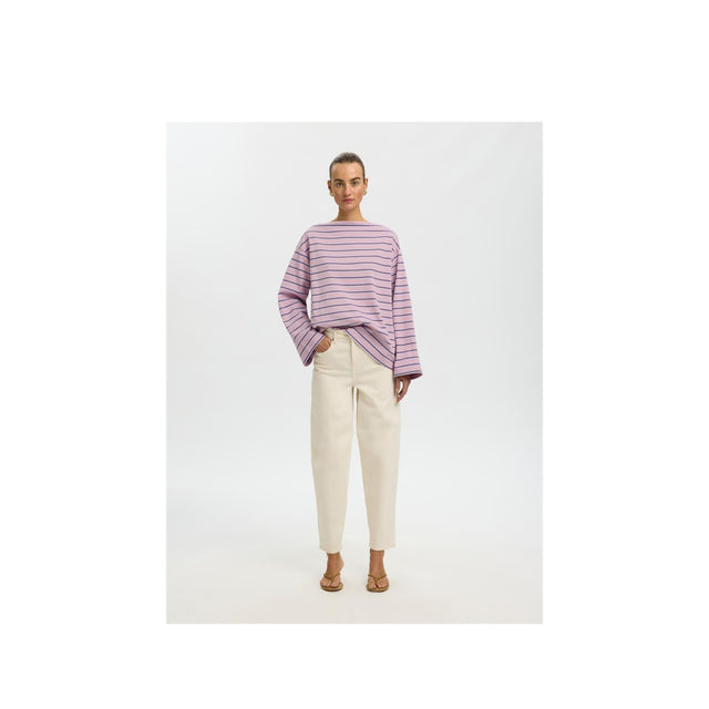 Selected Women Polly LS Boatneck Striped Tee
