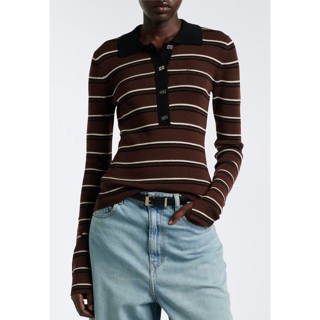 Ganni Mini Ribbed Merino Polo Multicolour