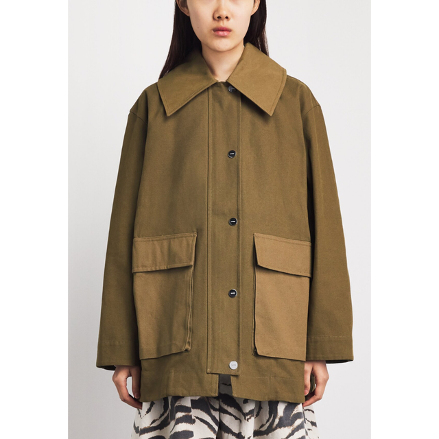 Ganni Workwear Canvas Jacket Military Olive