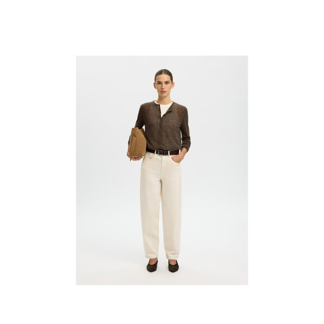 Chocholate chip strik cardigan fra Selected woman - helfigur