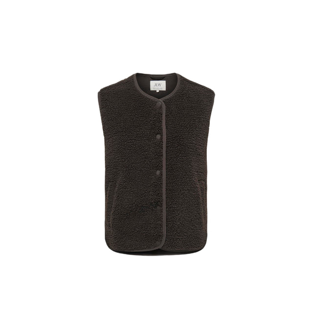 chokolade-farve-teddy-vest-med-knapper-ses-forfra