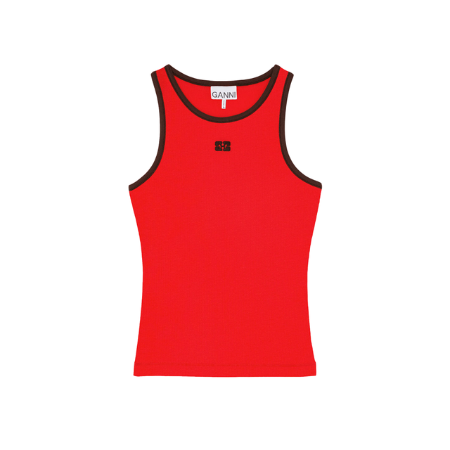 Ganni Soft Cotton Rib Tank Top