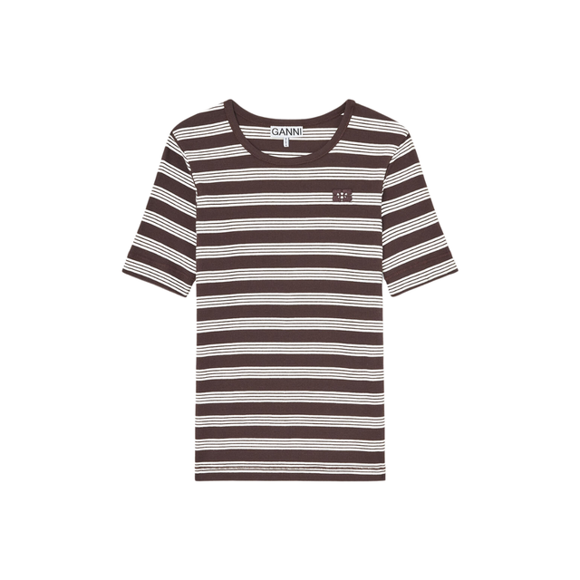 Ganni Soft Cotton Rib Short Sleeve Tee