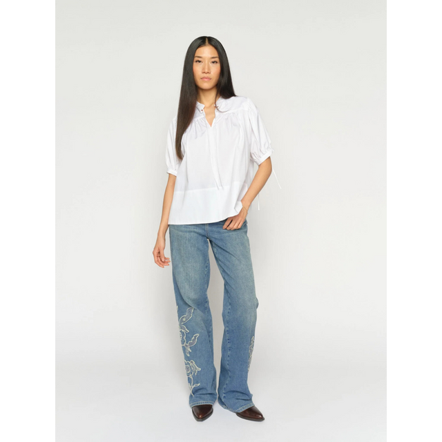 Tarima Cotton kortærmet bluse fra Mos Mosh - helfigur