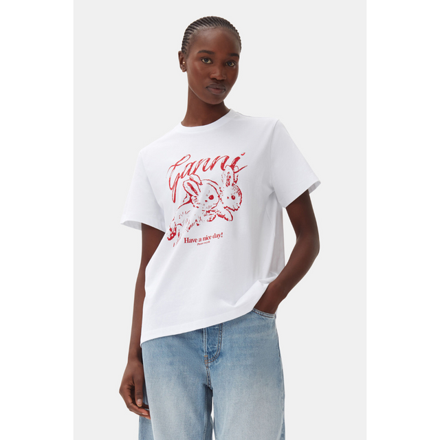 Ganni Basic Jersey Bunnies Relaxed T-shirt