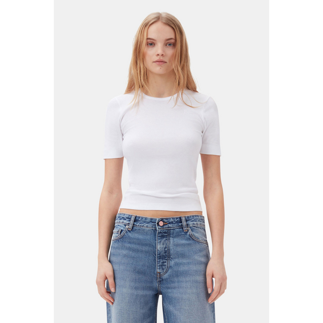 Ganni Soft Cotton Rib T-shirt