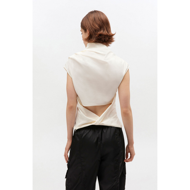 Ganni Stretch Cotton Ruched Top