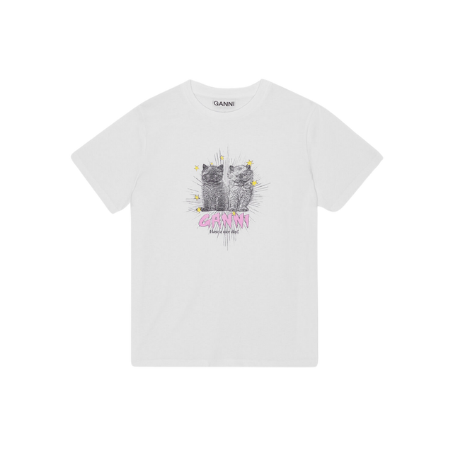 Ganni Basic Jersey Kittens Relaxed T-Shirt