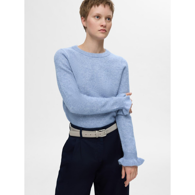 Ausgewählter Femme Lulu LS Knit Frill Cuff O-Neck