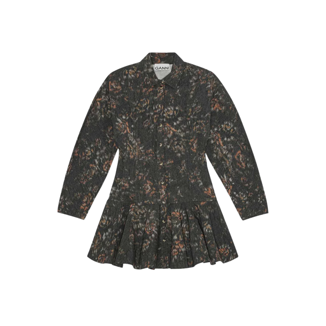 Ganni Printed Stretch Cotton Buttoned Shirt