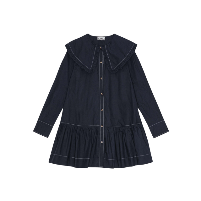 Ganni Big Collar Mini Shirt Dress