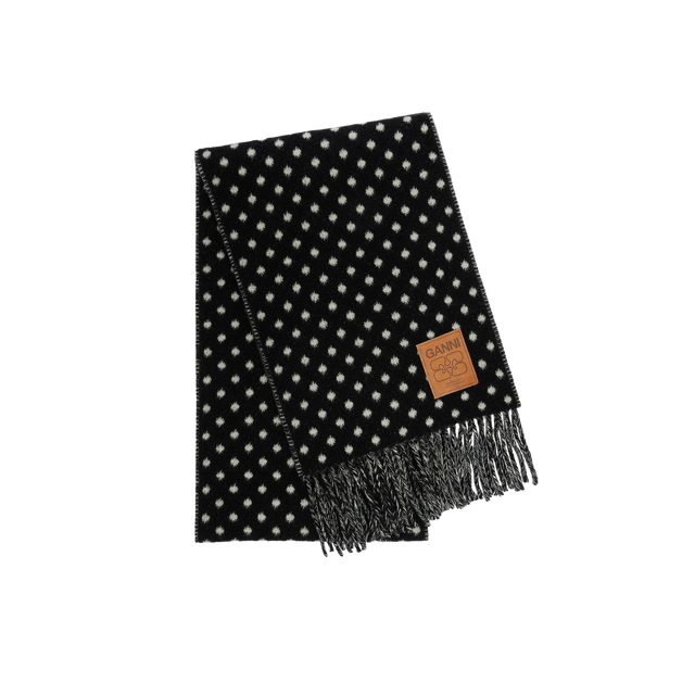 Ganni Double Face Wool Knit Scarf