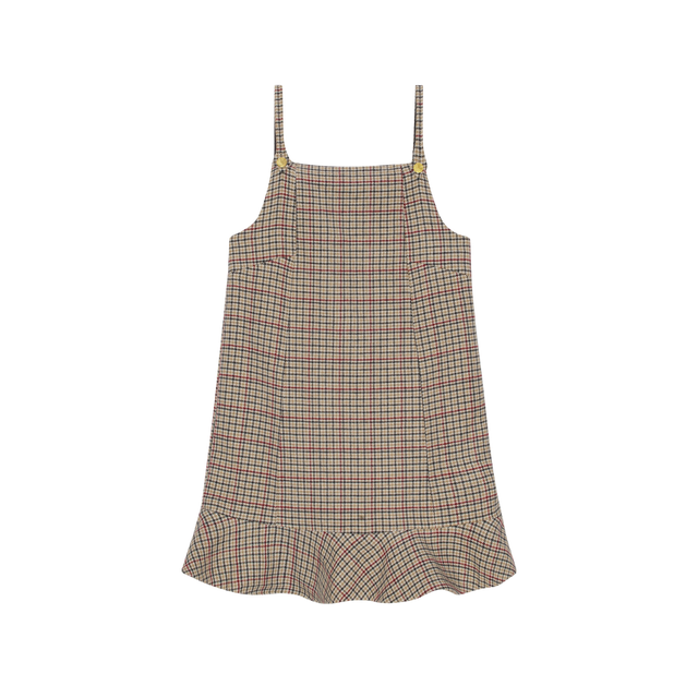 Ganni Check Wool Mix Mini Dress