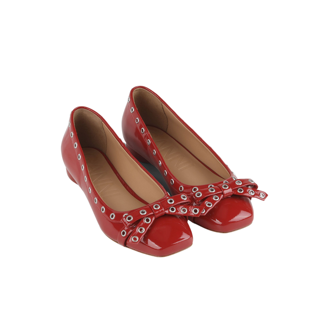 Ganni Eyelets Bow Ballerina Naplack