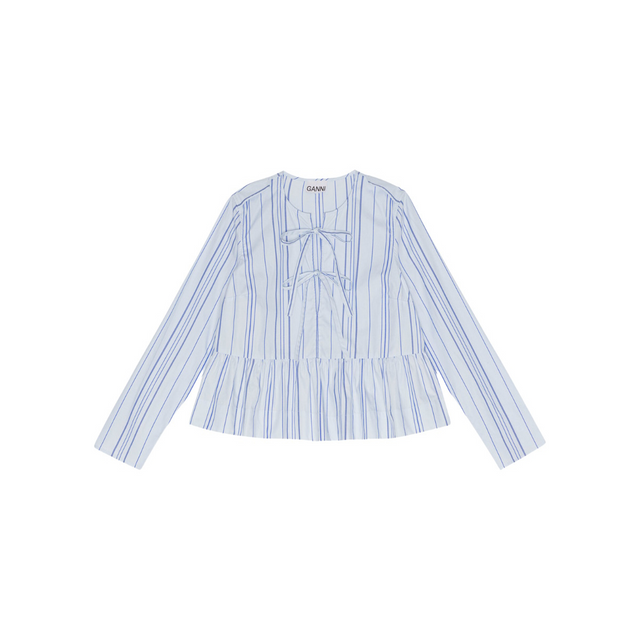 Ganni Bluse Twill Stripe Peplum Blouse - Prinsesse2ben