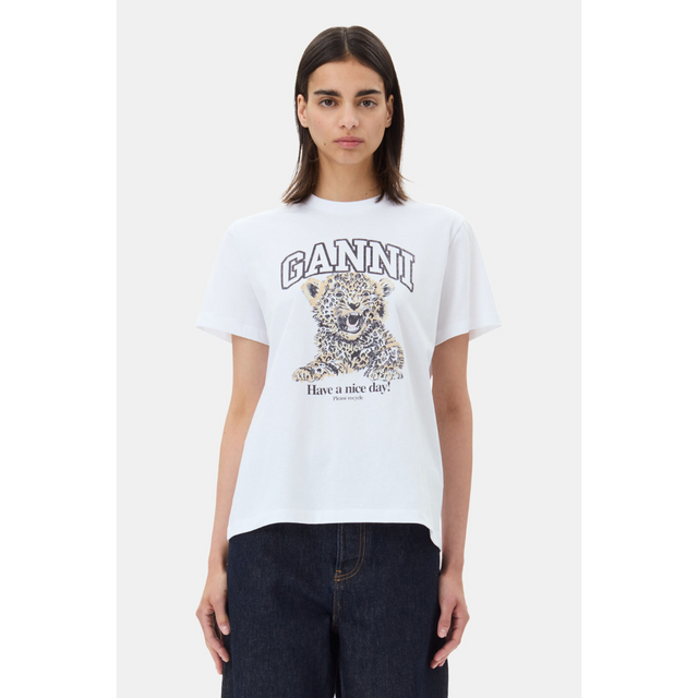 Ganni Basic Jersey Leopard Relaxed T-shirt