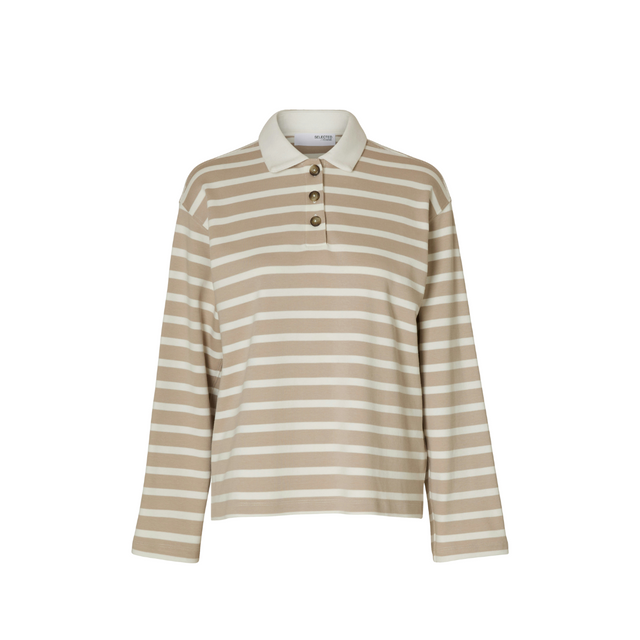 Selected Femme SLFWADA LS STRIPE COLLAR TOP