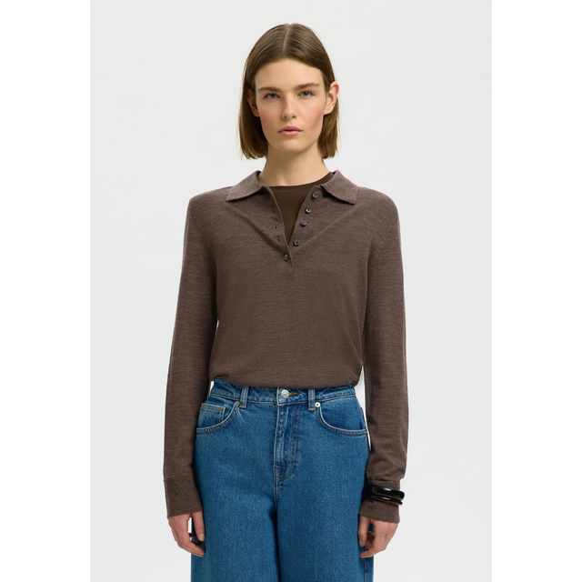 Selected Thea LS Knit Merino Collar Neck Noos