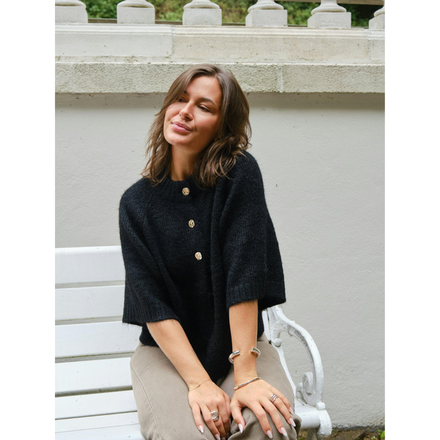 Neo Noir Benuta Fluffy Knit Cardigan