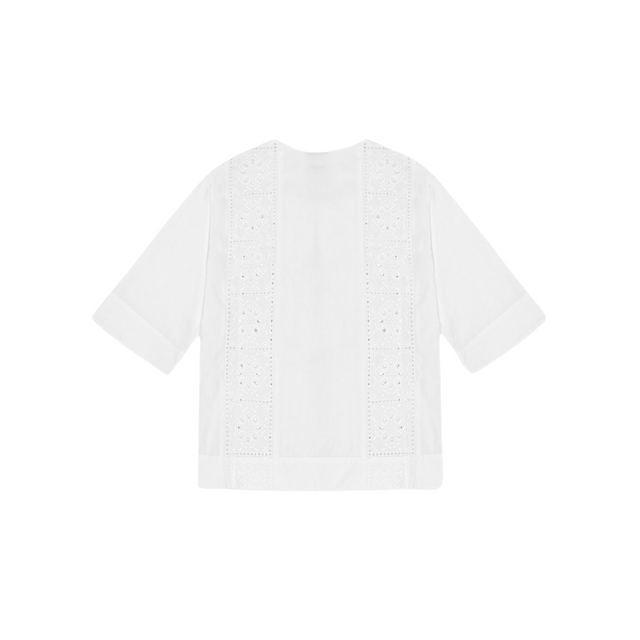 Ganni Broderie Anglaise Tie Blouse