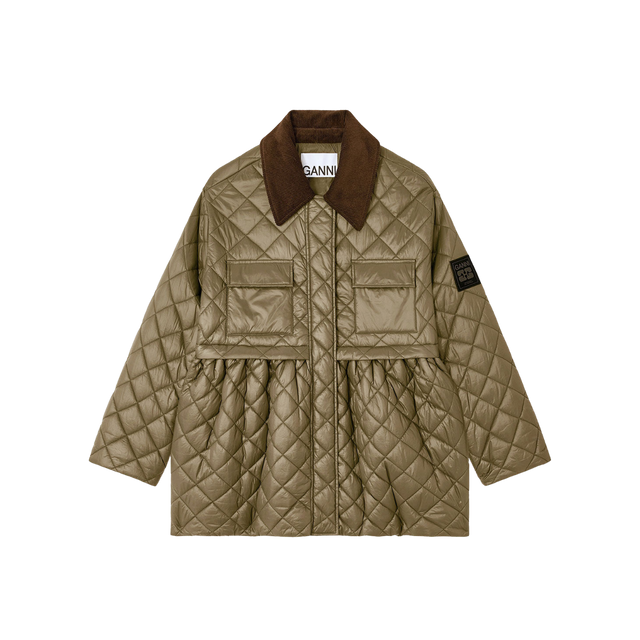 Ganni Shiny Quilt Midi Jacket