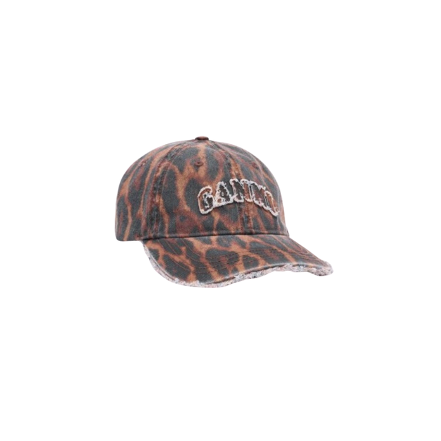Ganni Printed Washed Cotton Canvas Leopard Cap