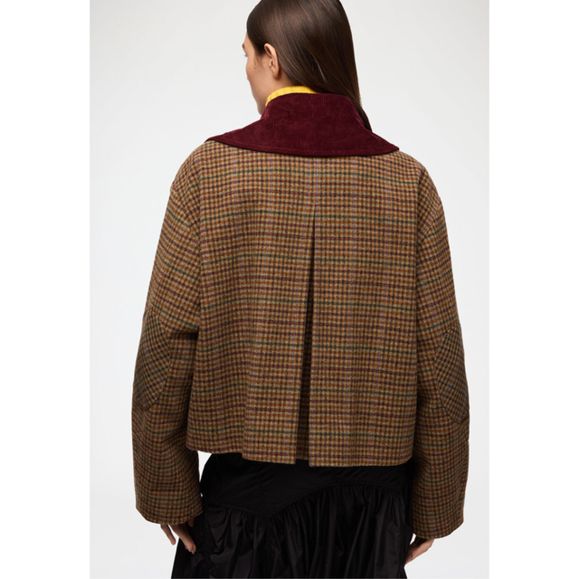 Ganni Heavy Check Twill Short Barn Jacket