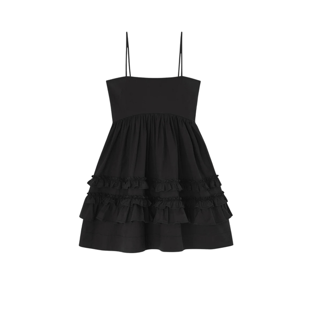 Ganni Stretch Cotton Mini Strap Dress