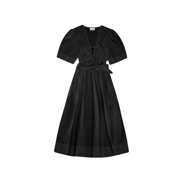 Ganni Stretch Cotton Tie Strap Midi