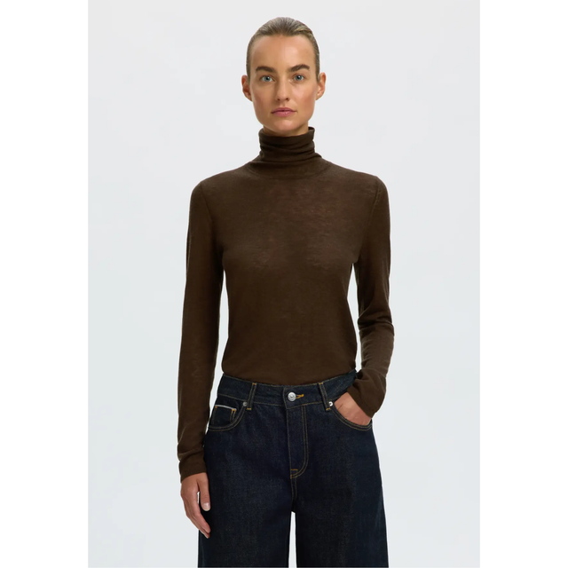 Selected Wendy Wool LS Knit Roll Neck