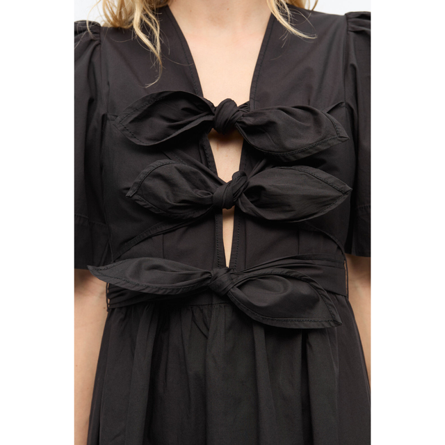 Ganni Stretch Cotton Tie Strap Midi